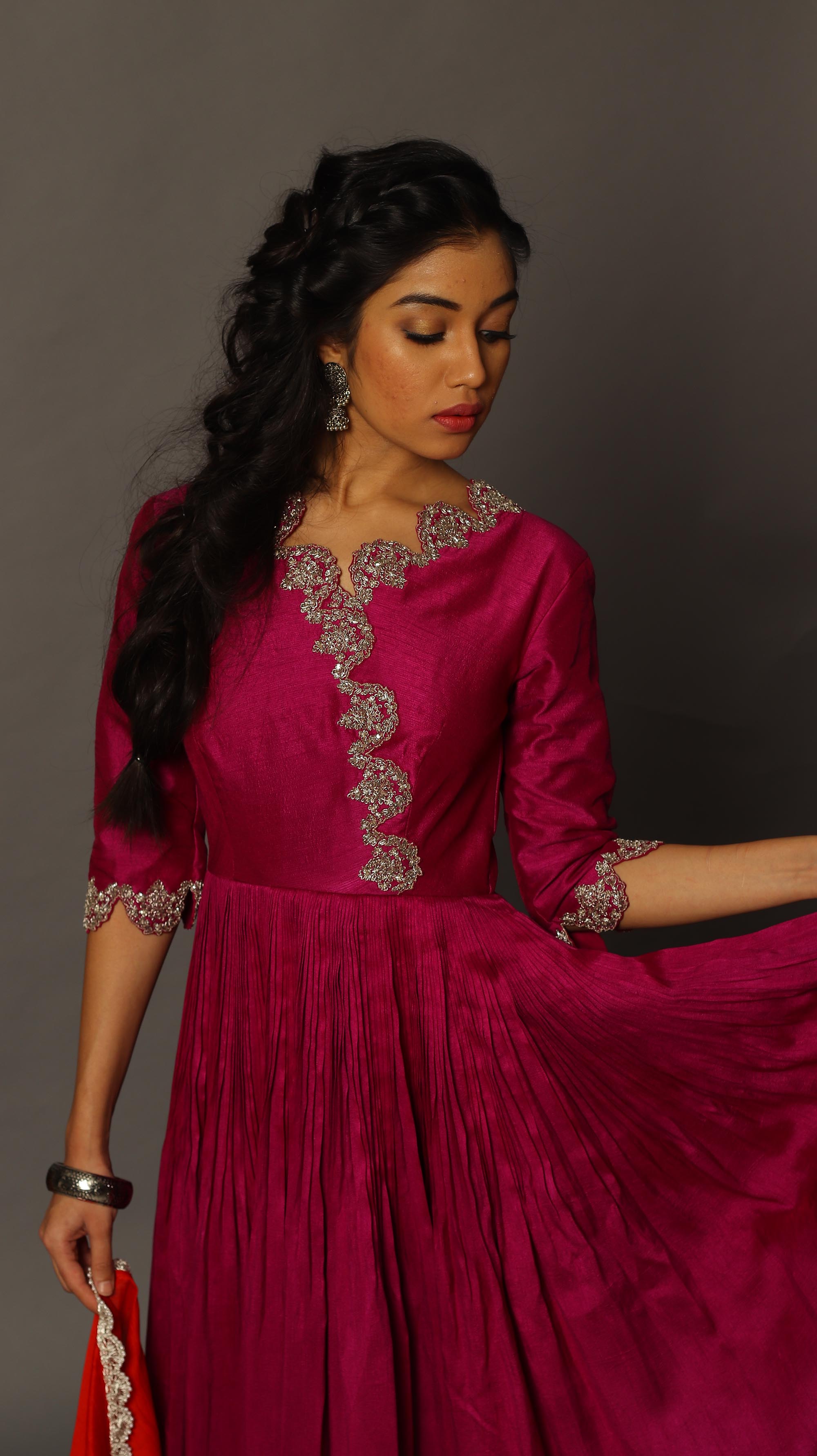 angrakha silk anarkali