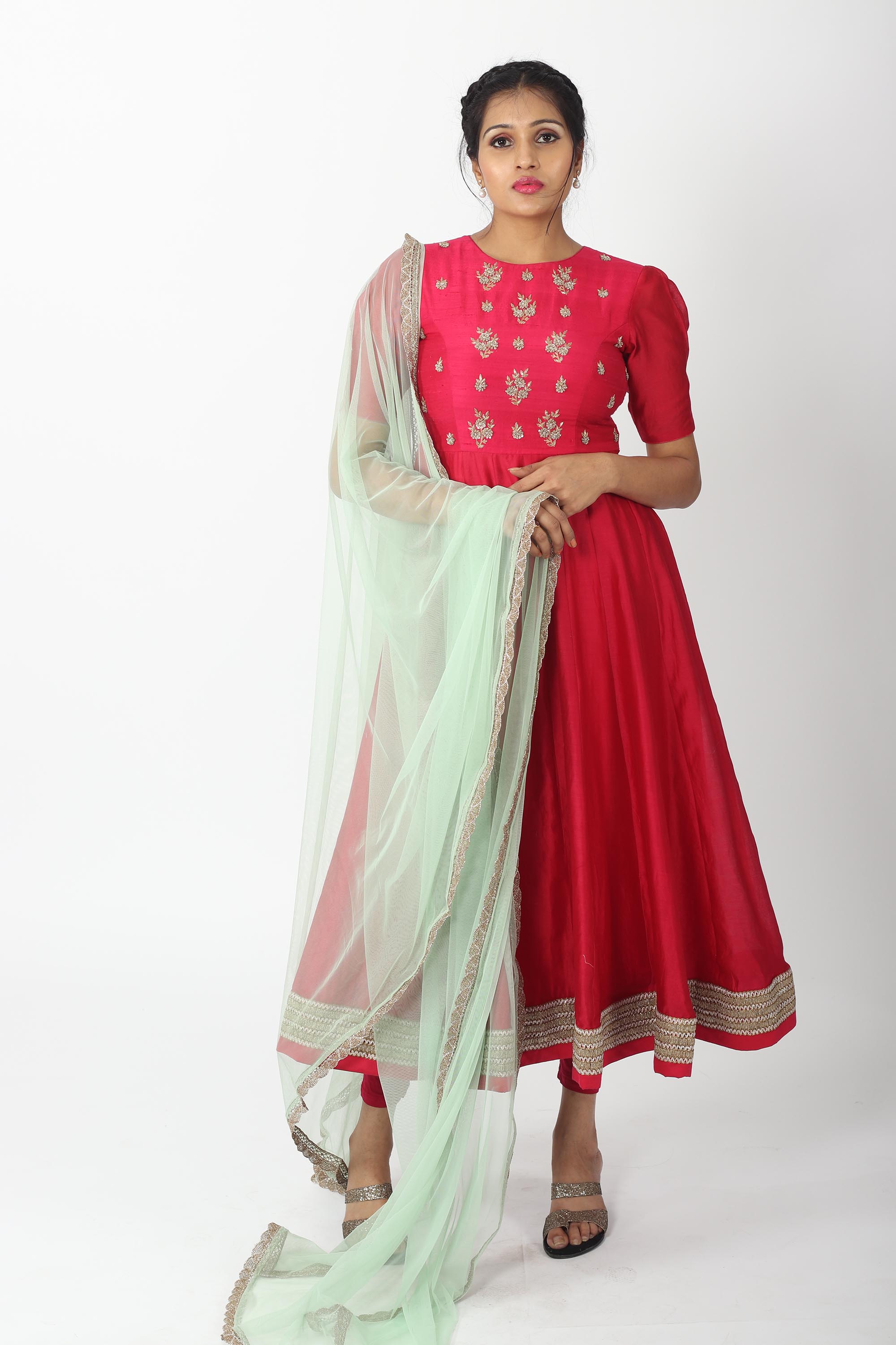 Red Silk Anarkali