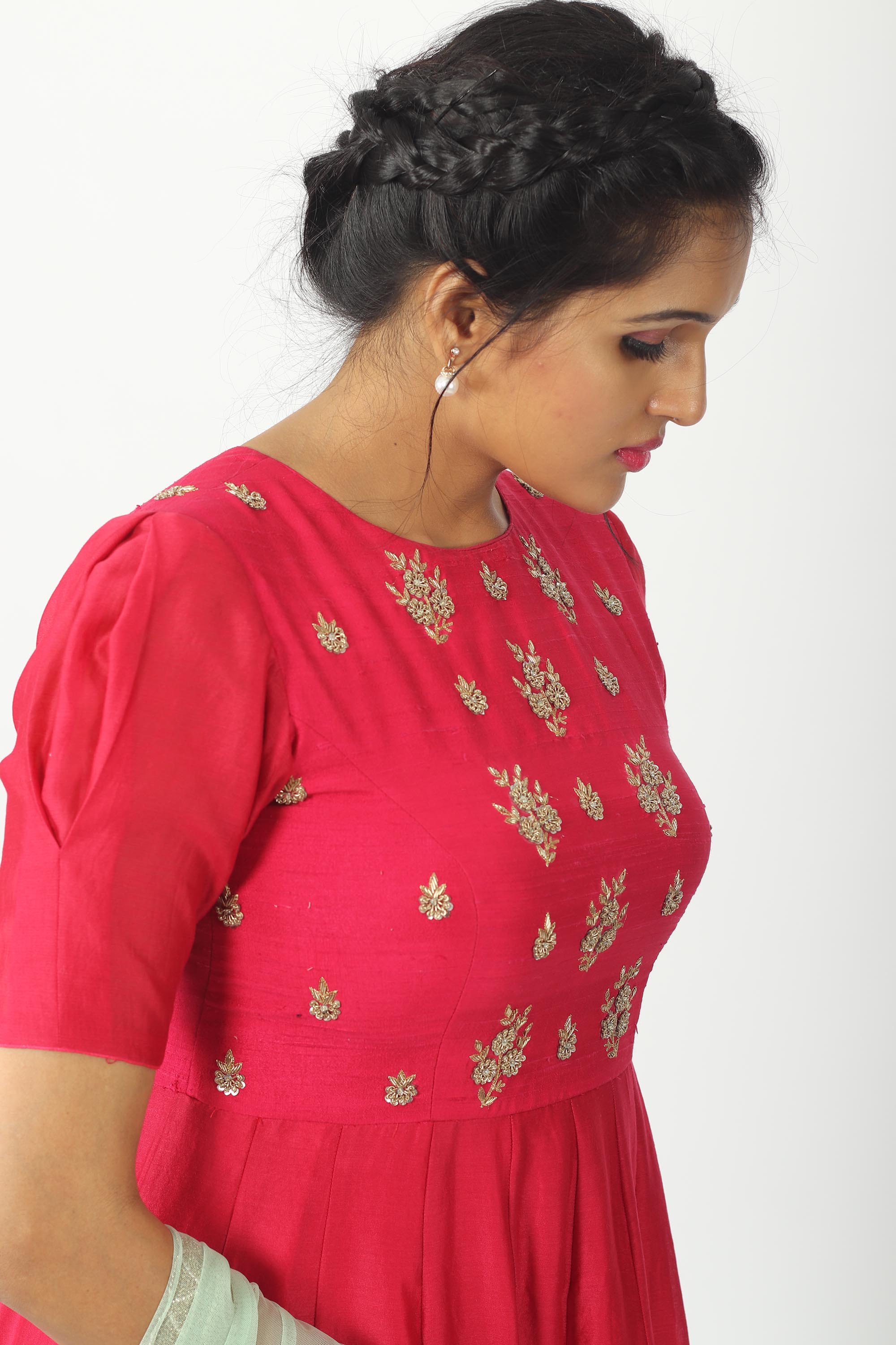 Red Silk Anarkali