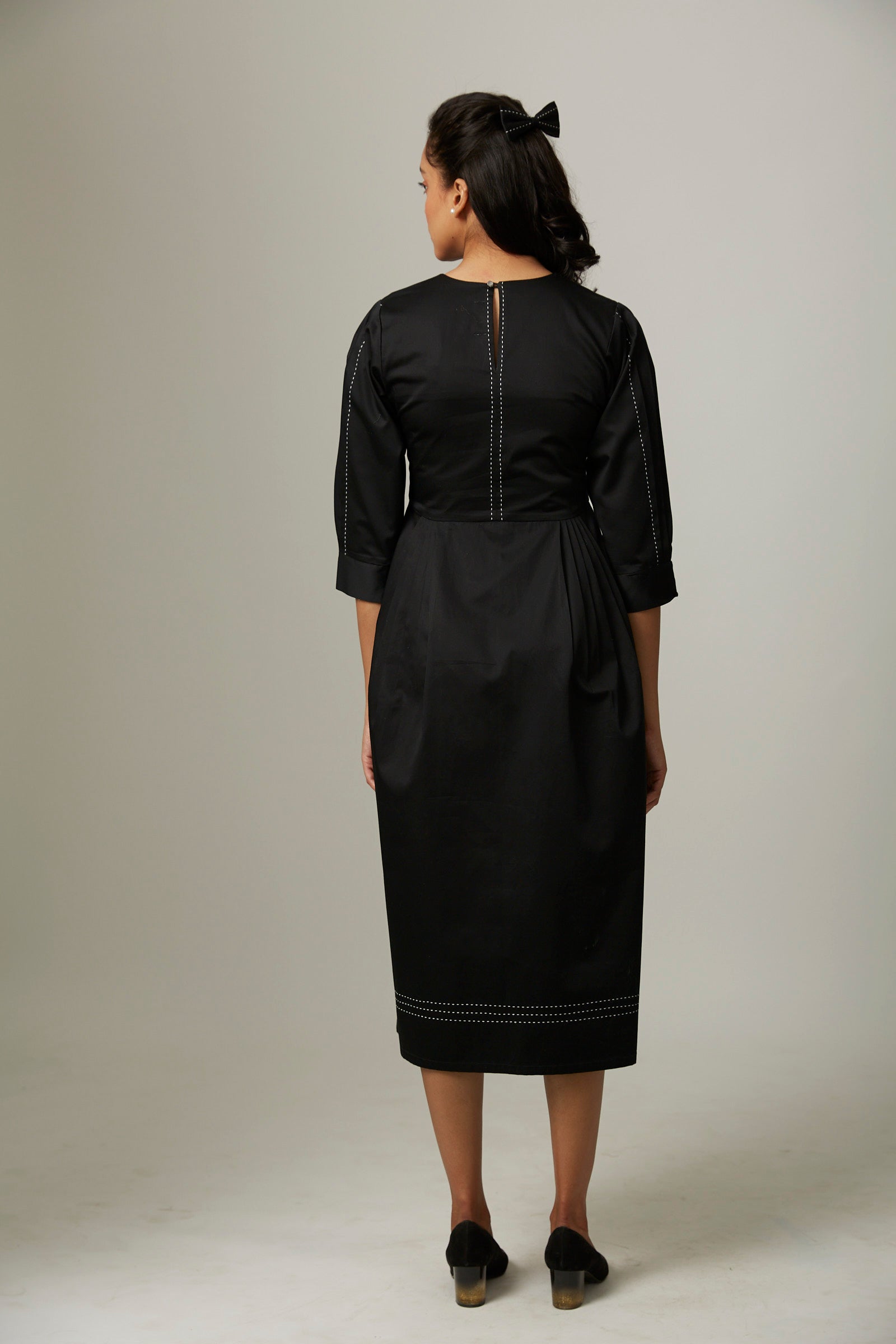 Pleated Sleeve & Waist Dress