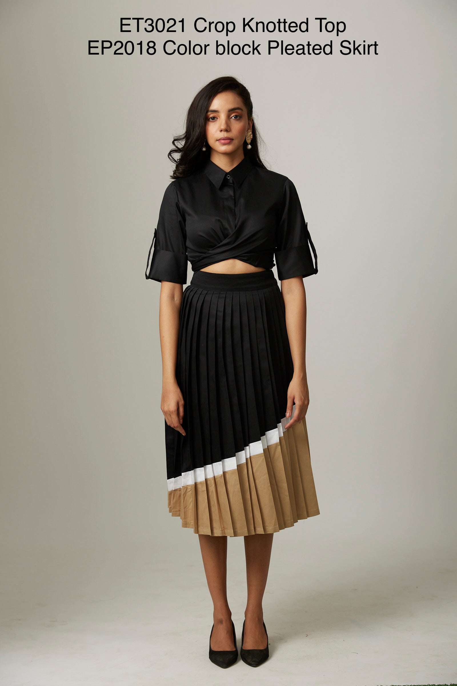 Colorblock Pleated Skirt