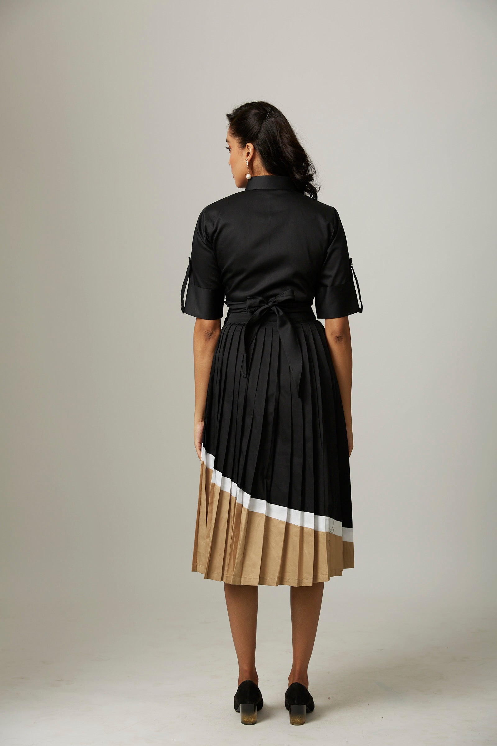 Colorblock Pleated Skirt