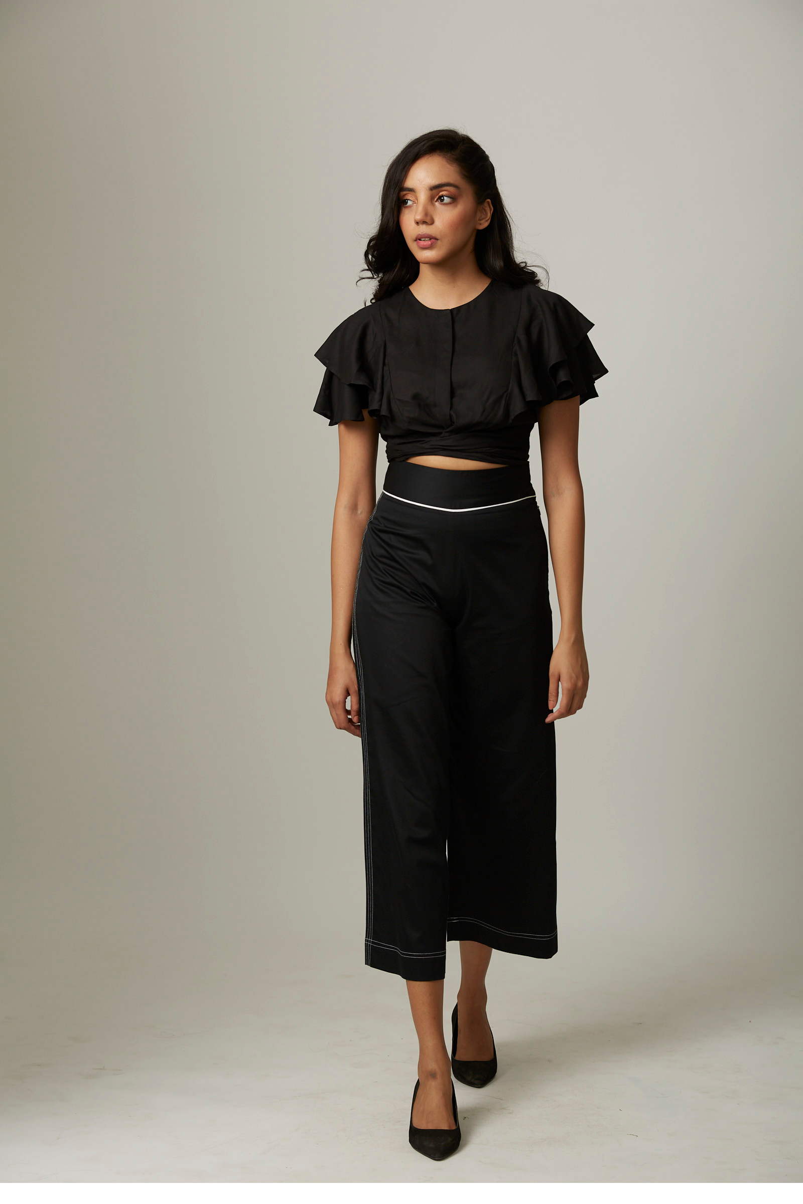 Drama Rayon Crop Knotted Top