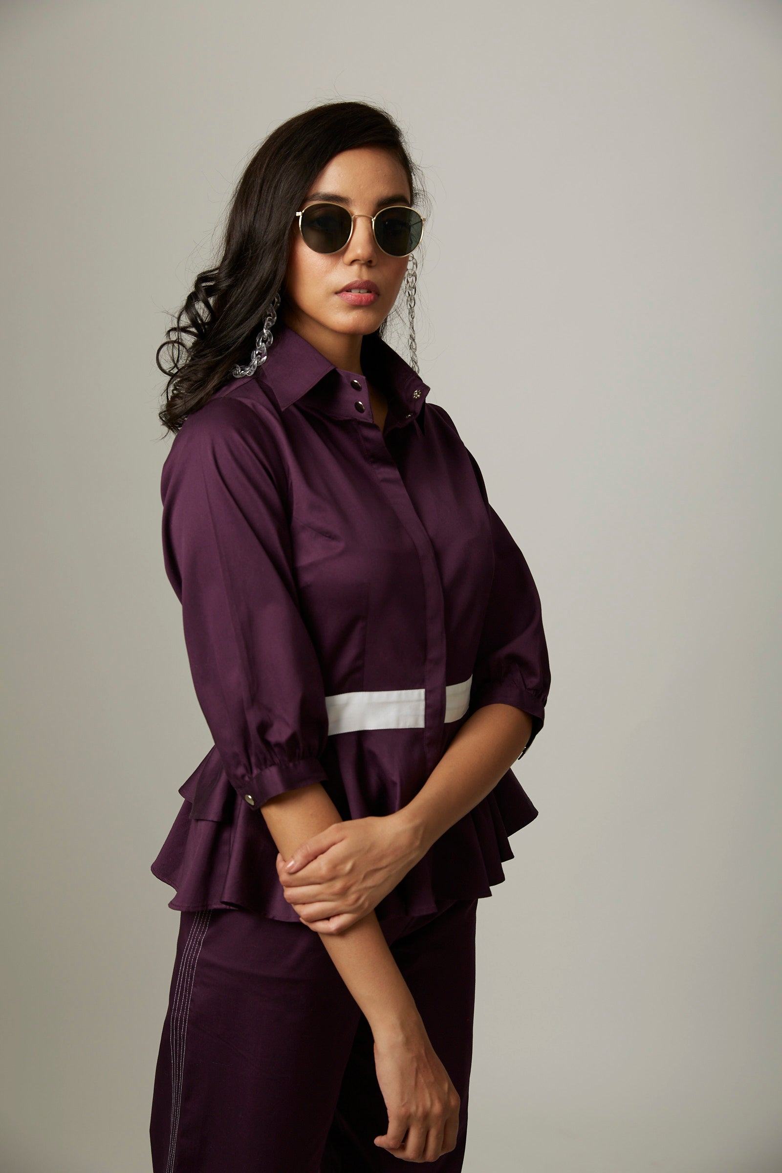 Circular Peplum Gather Shirt