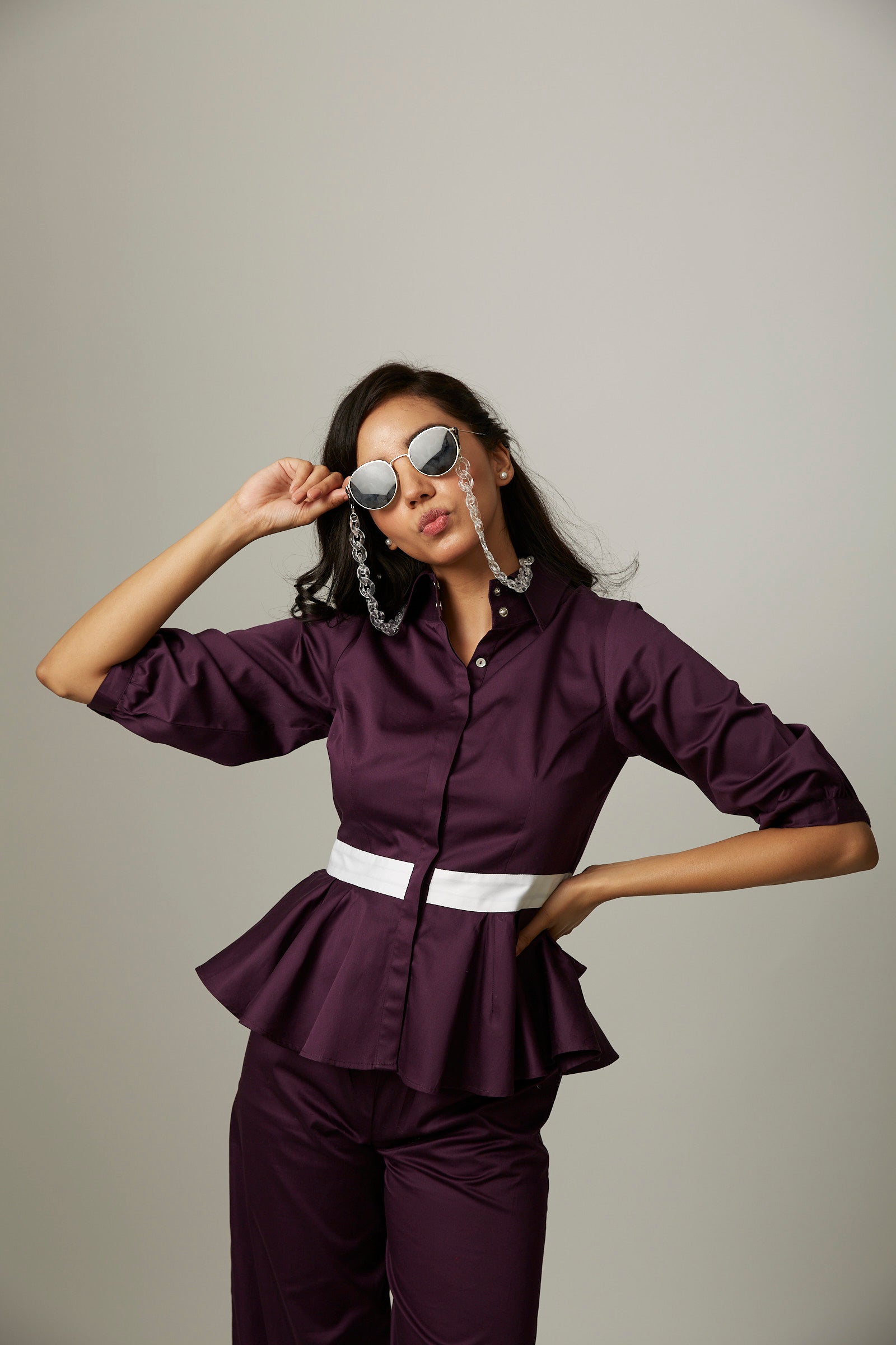 Circular Peplum Gather Shirt