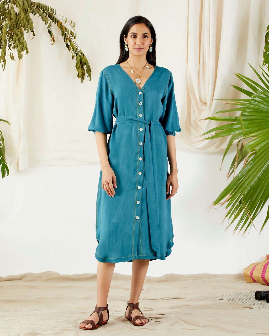 Belted shirt dress