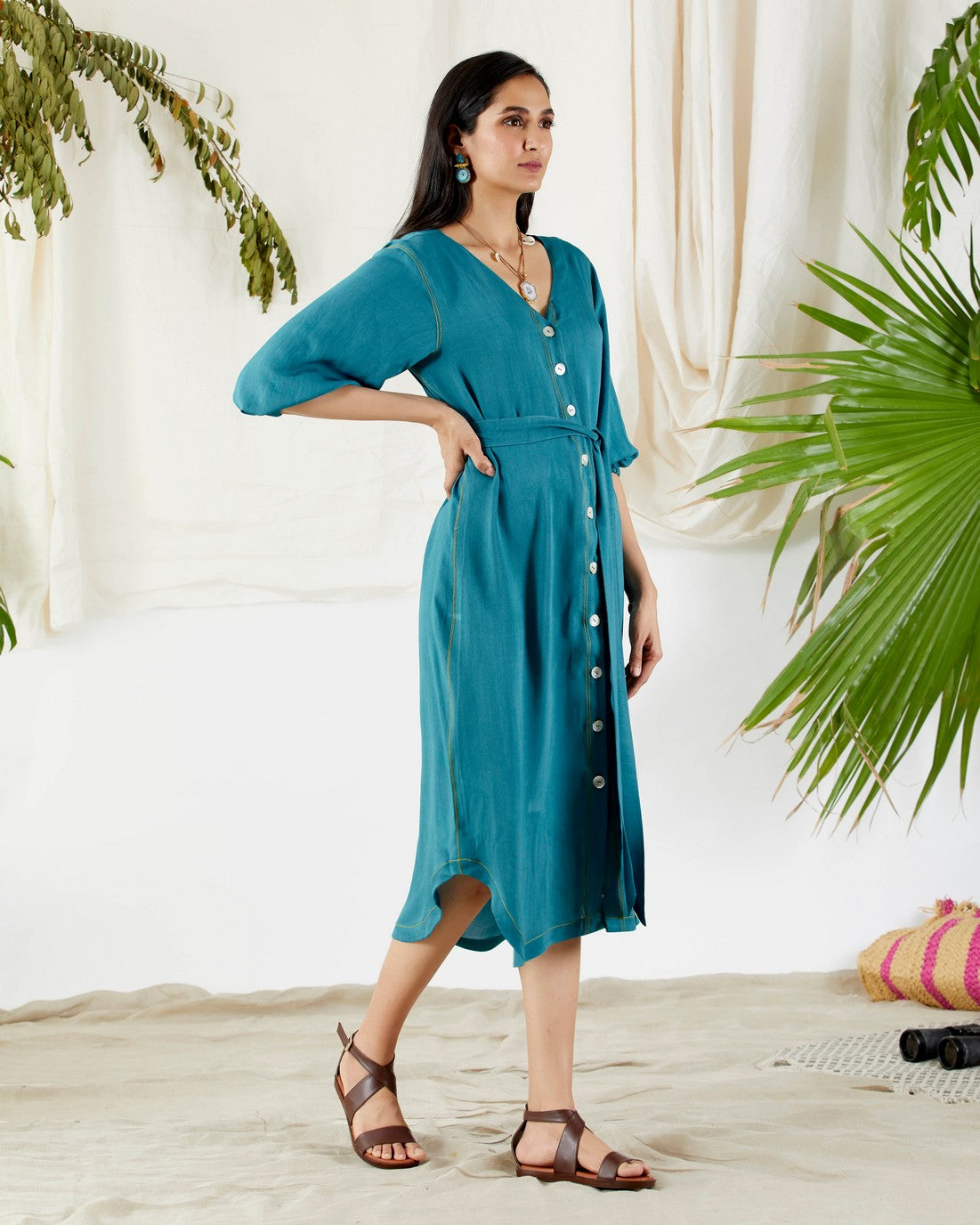 Belted shirt dress