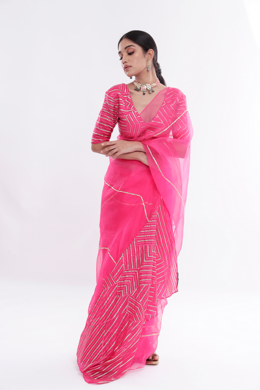 pink saree