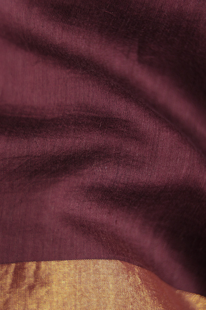 Burgandy Jamdani Khadi Handloom Saree