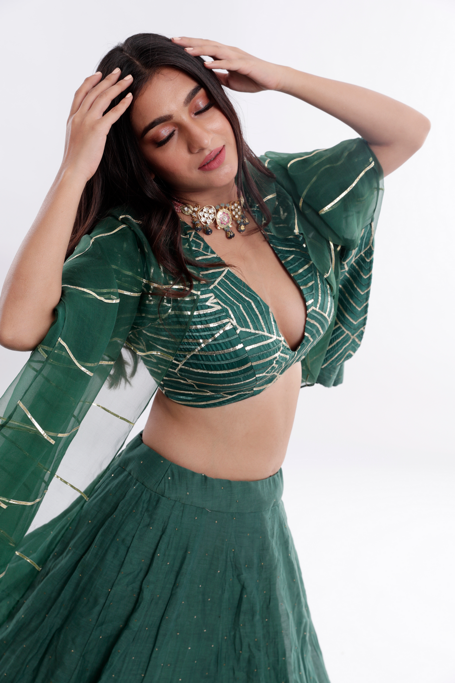 green lehenga