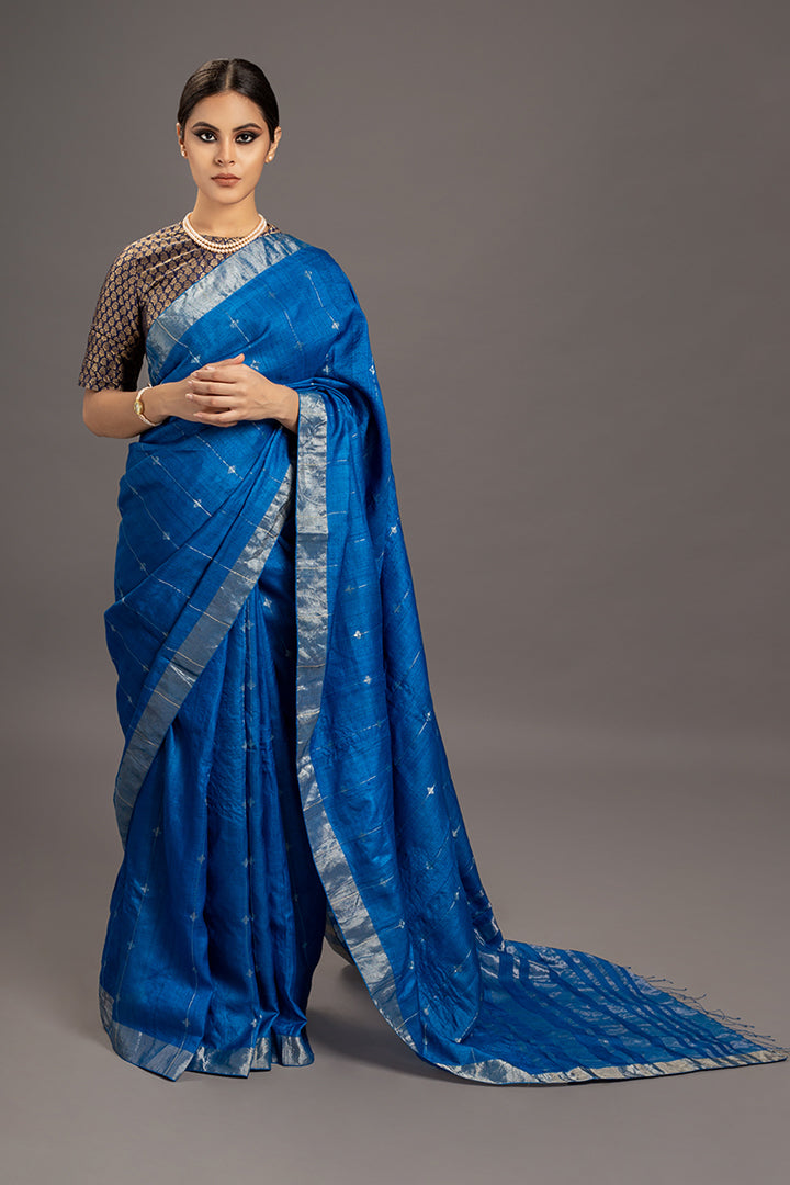 Blue Jamdani Handloom Saree