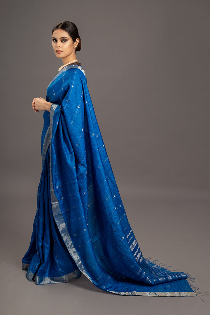 Blue Jamdani Handloom Saree