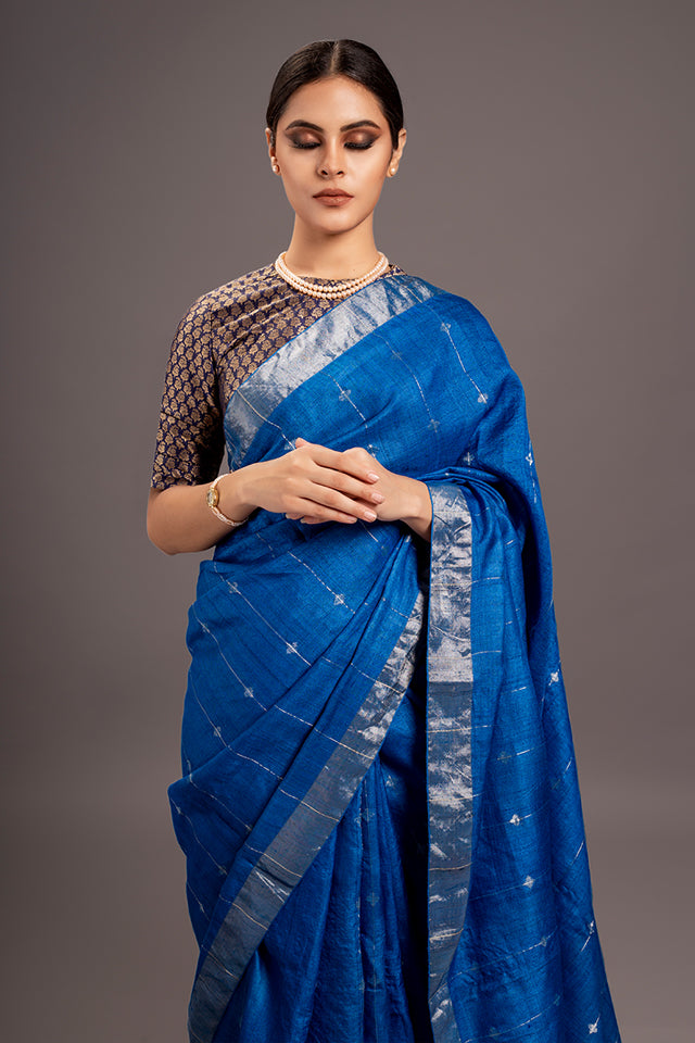 Blue Jamdani Handloom Saree