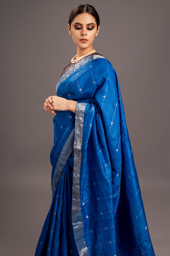 Blue Jamdani Handloom Saree