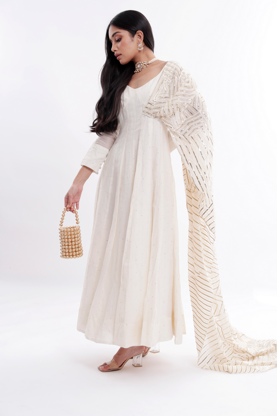 off white anarkali