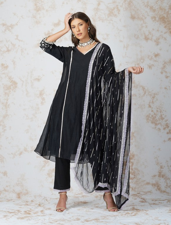 ALINE KURTA WITH SEQUINED DUPATTA