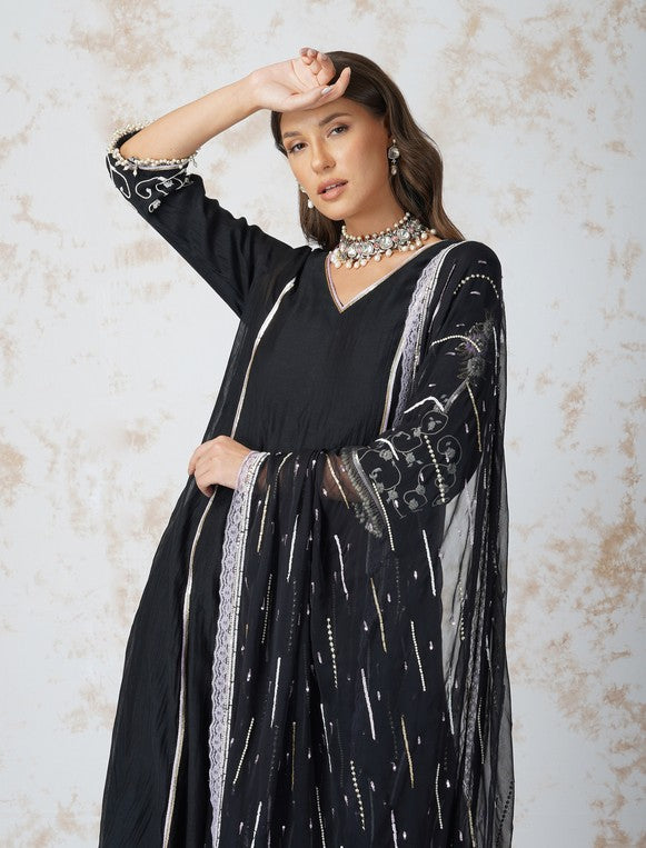 ALINE KURTA WITH SEQUINED DUPATTA