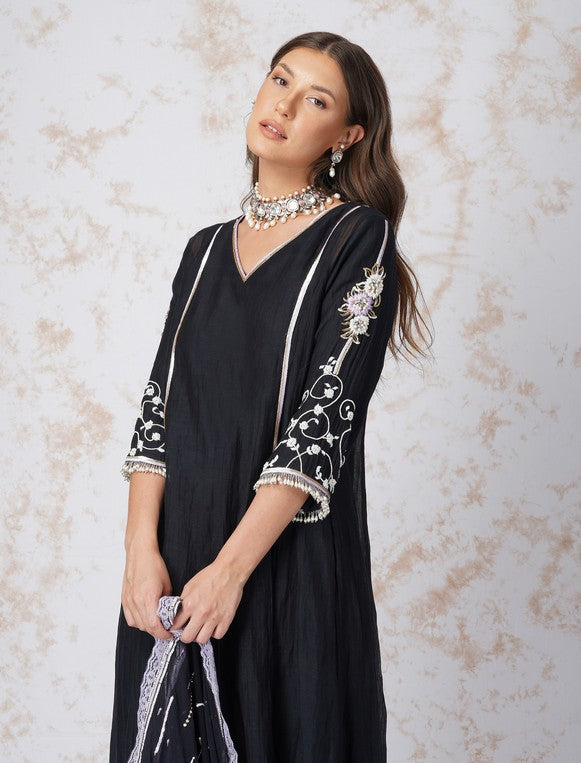 ALINE KURTA WITH SEQUINED DUPATTA