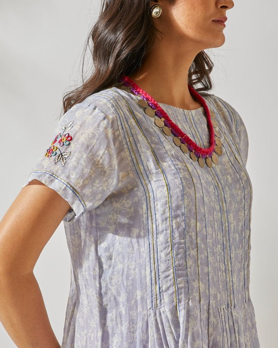 LAVENDER FLIRTY PLEATS TUNIC SET