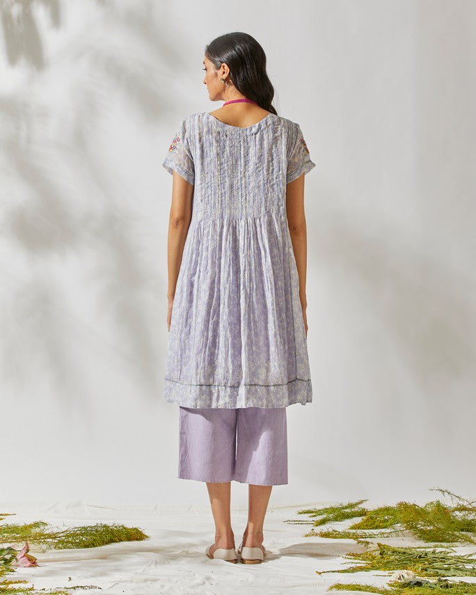 LAVENDER FLIRTY PLEATS TUNIC SET