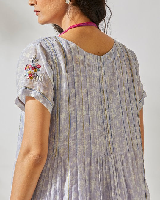 LAVENDER FLIRTY PLEATS TUNIC SET