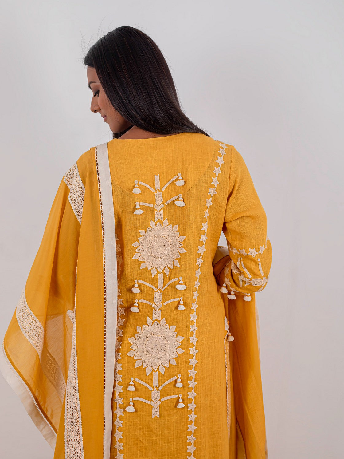 yellow long kurta