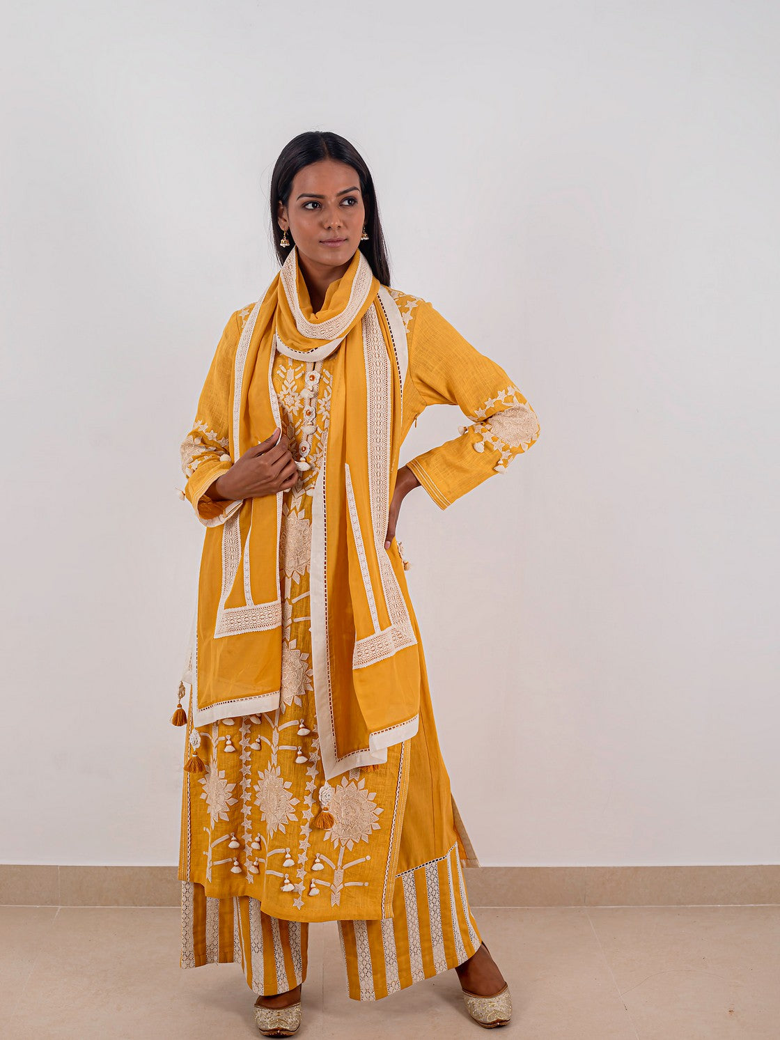 yellow long kurta