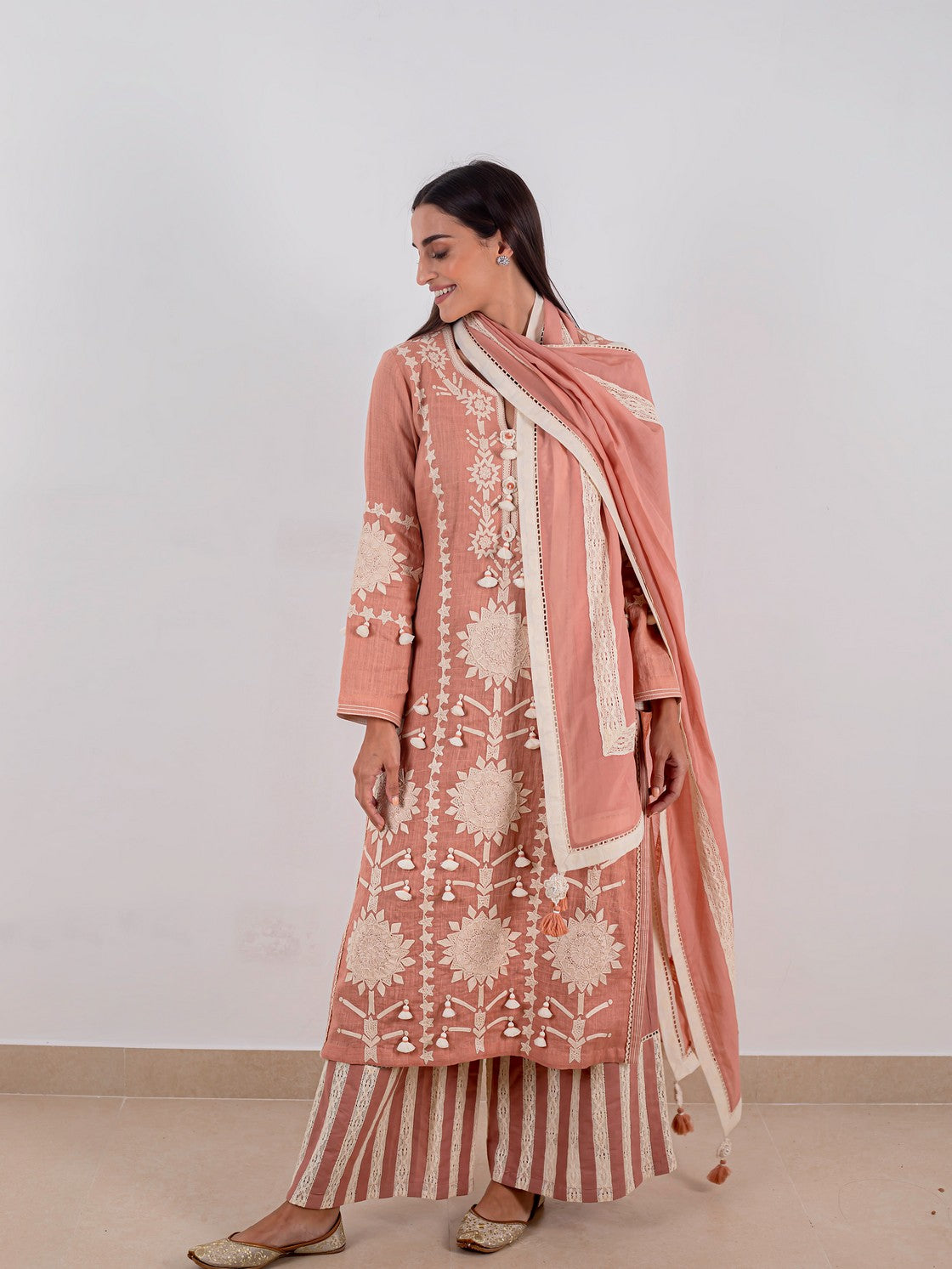 peach long kurta