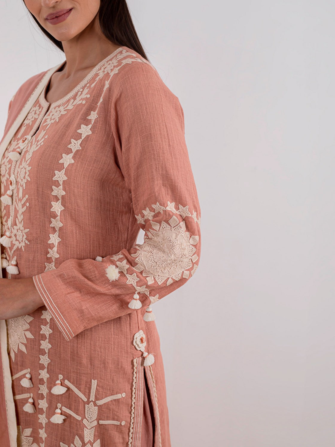 peach long kurta