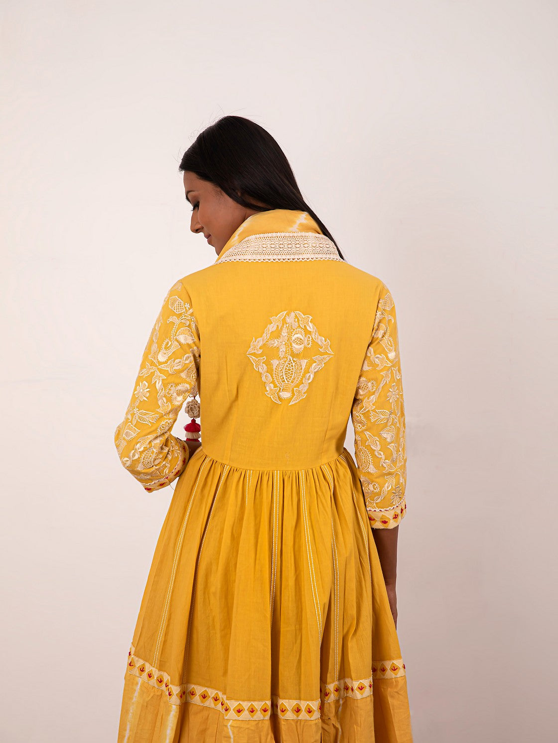 yellow long kurta