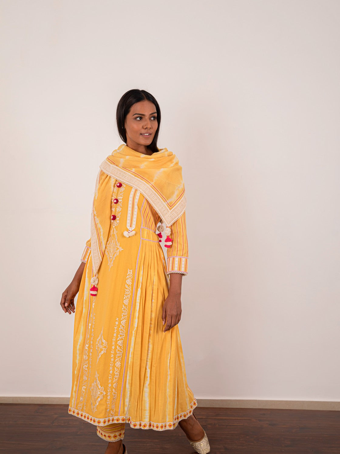 yellow long kurta