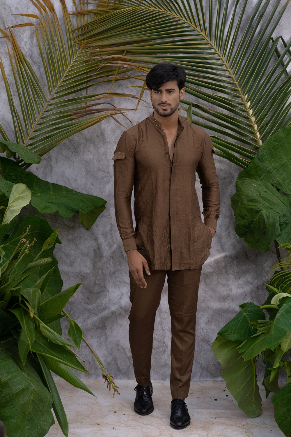 brown kurta for men