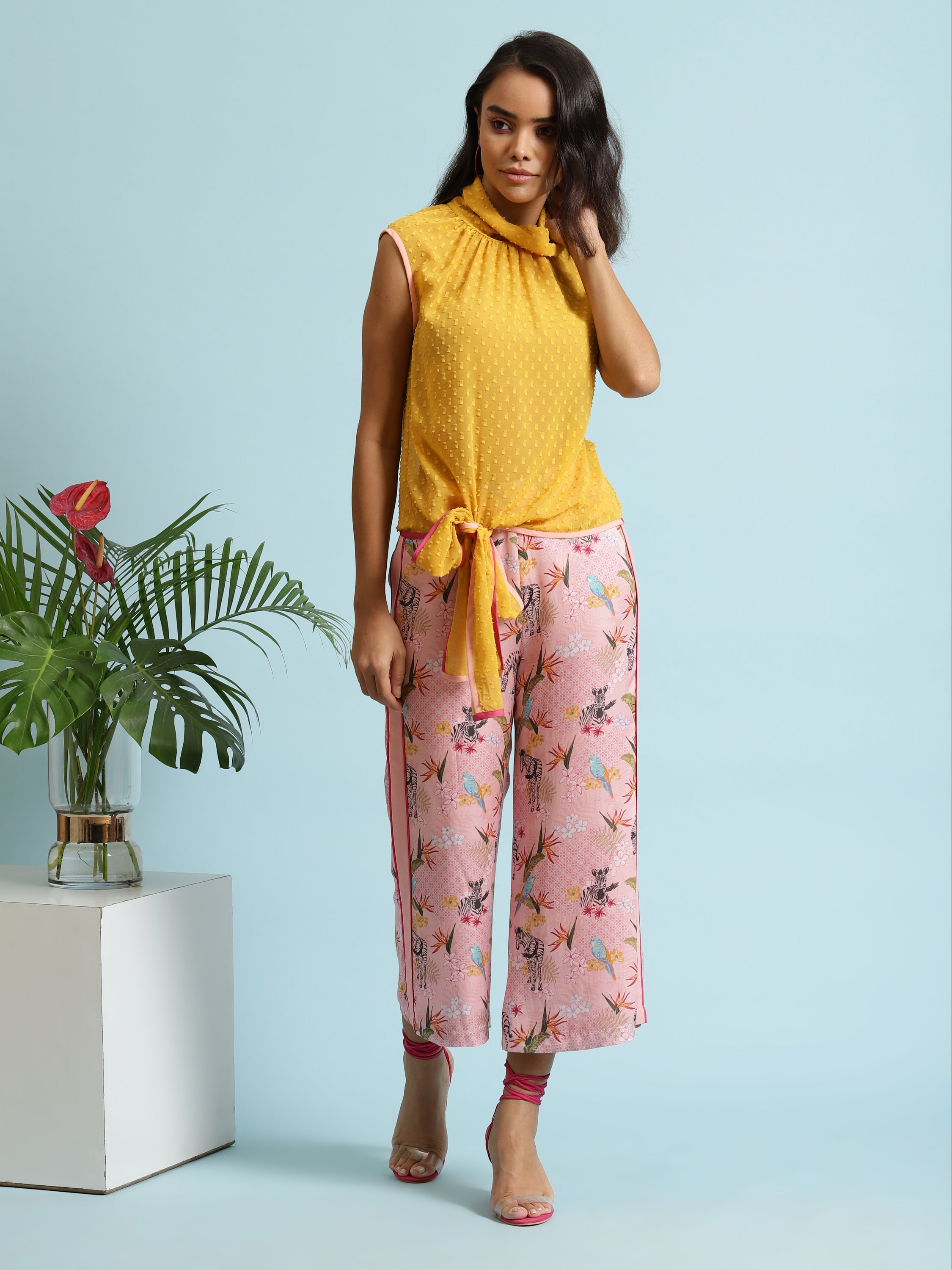 Floral Geometric print wide-leg Pants