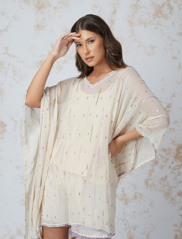 SEQUINED KAFTAN WITH SHORTS