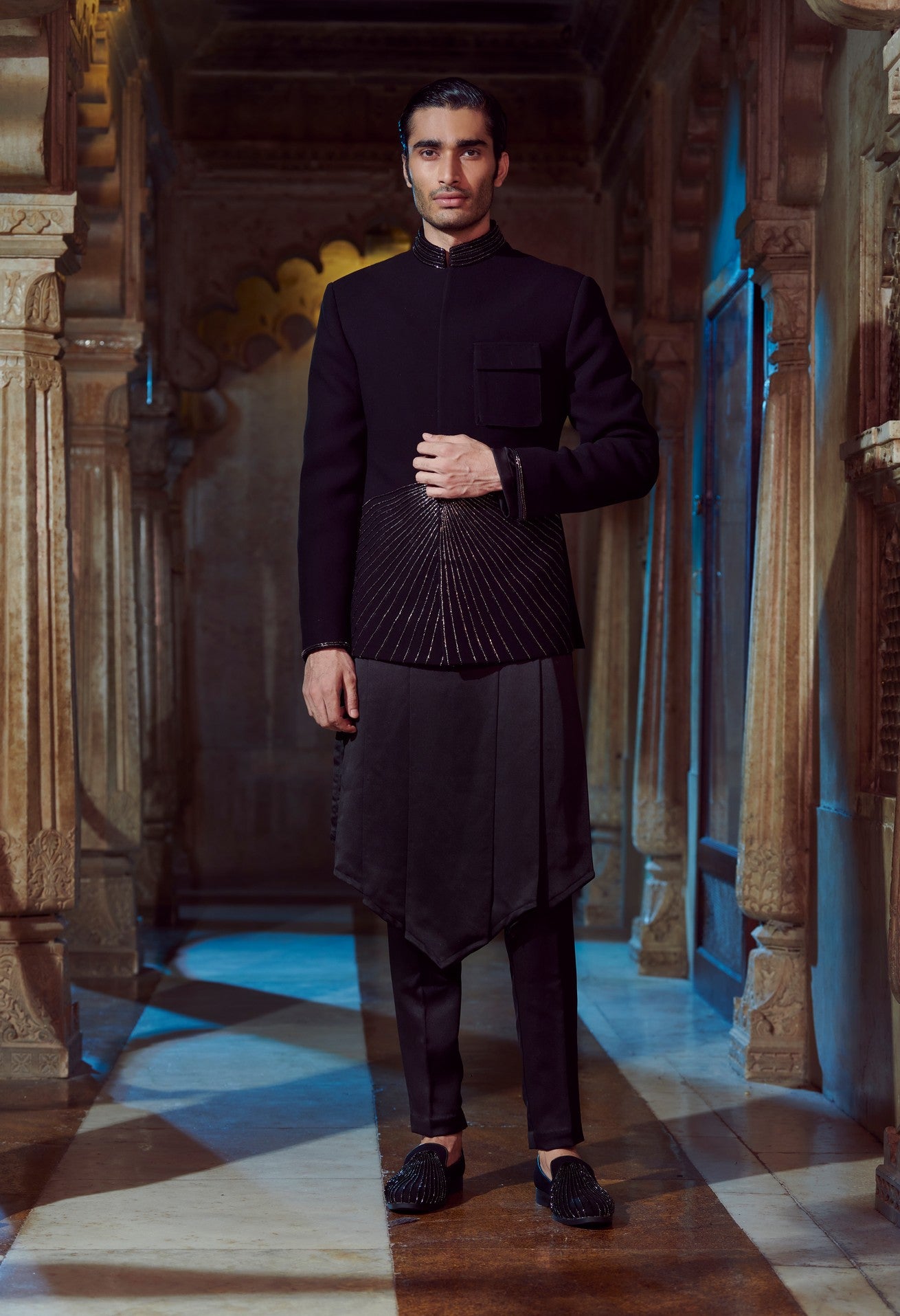 Black V shaped kurta