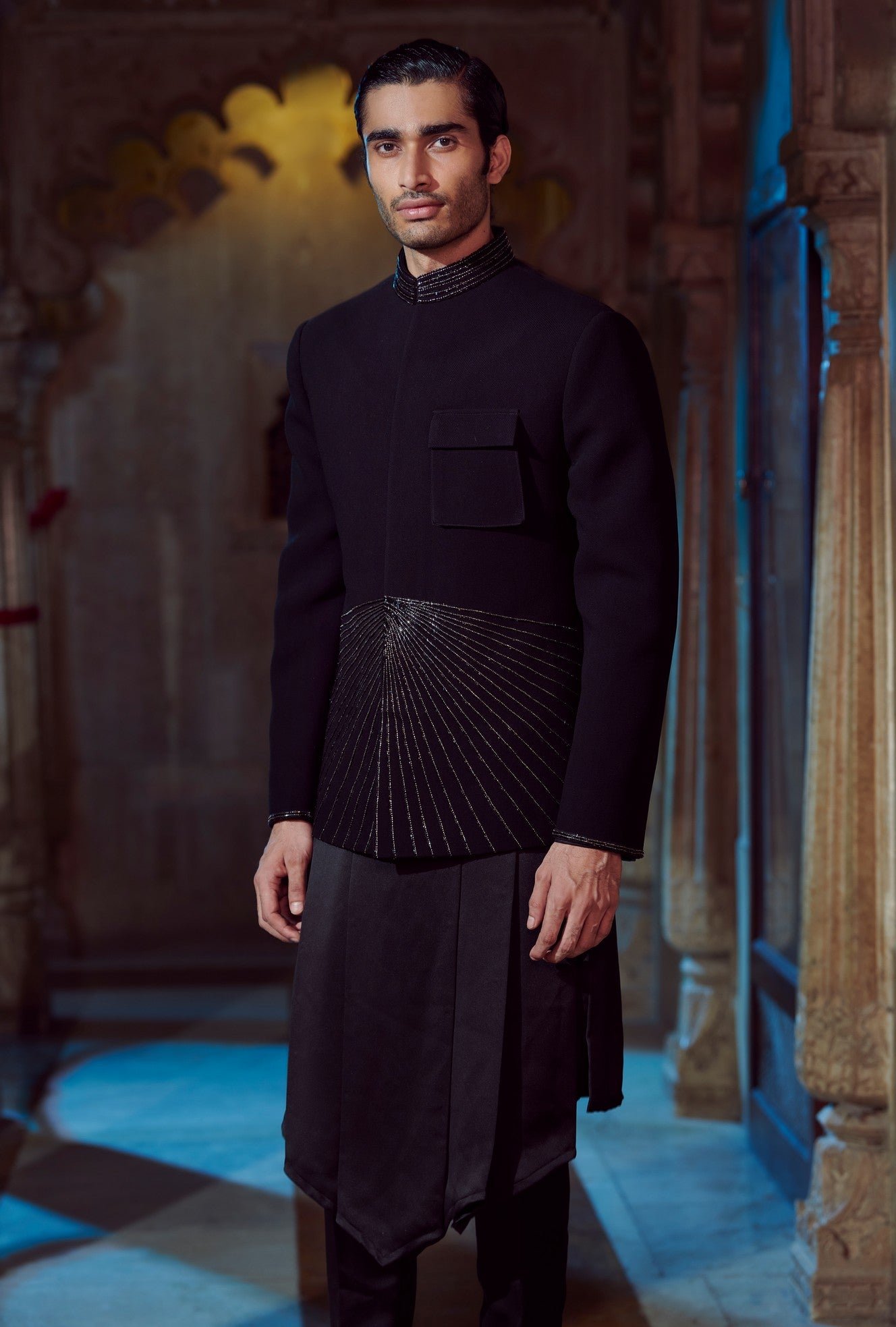 Black V shaped kurta