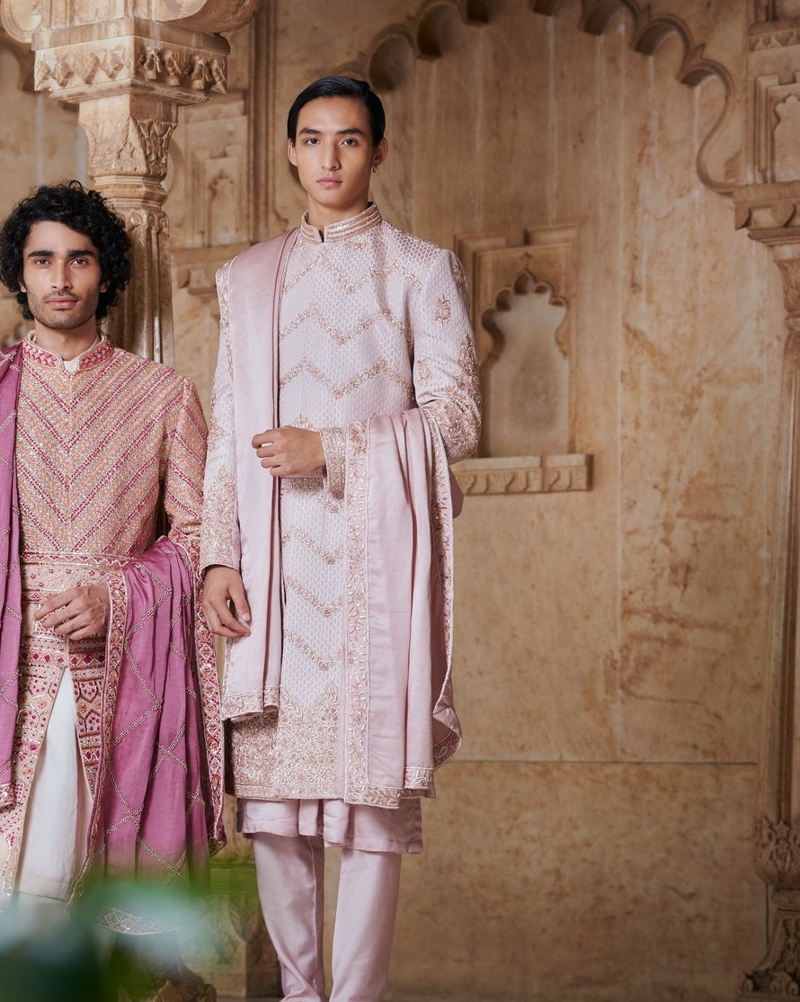 Pale pink sherwani