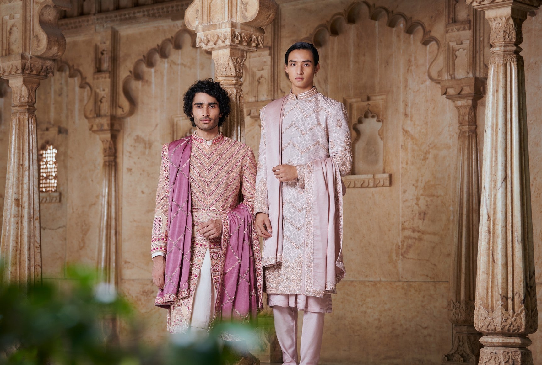 Pale pink sherwani