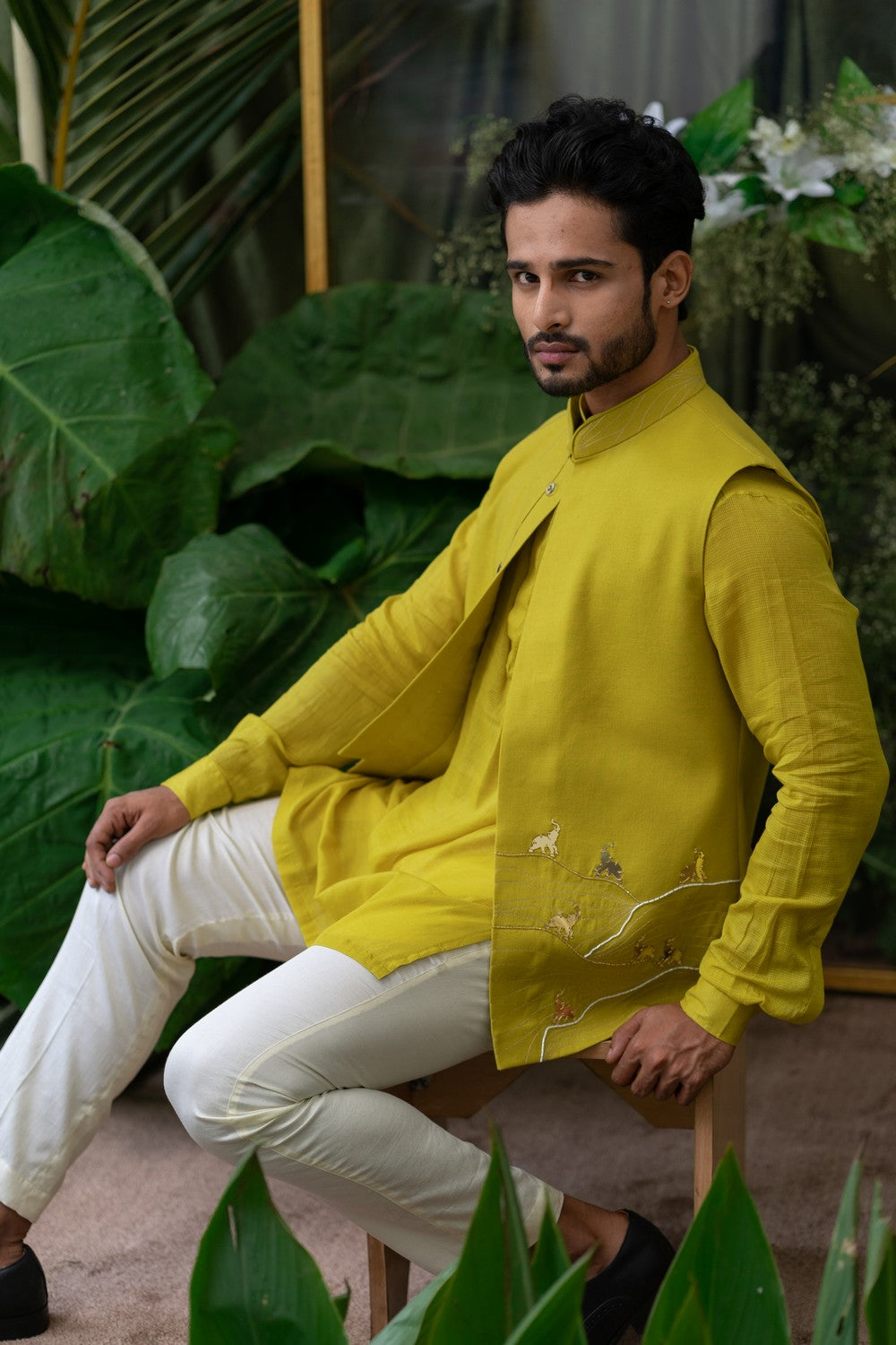 GREEN KURTA Men