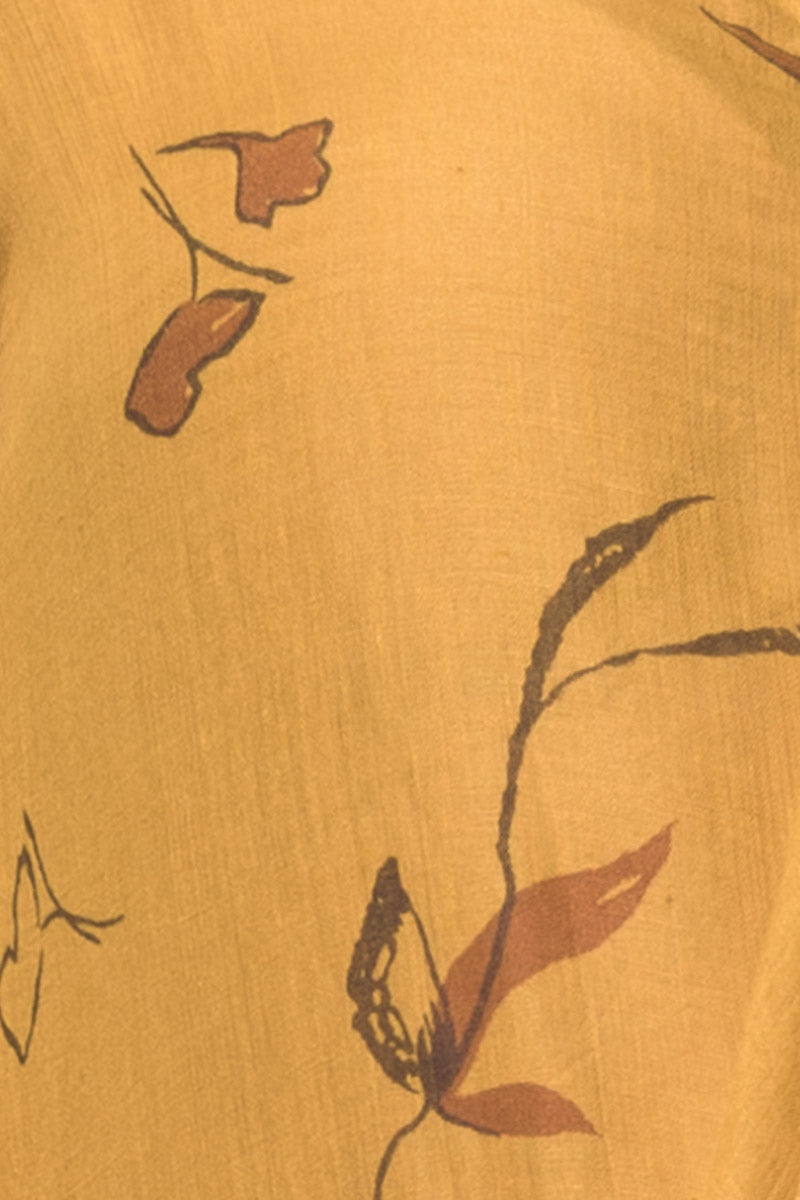 Mustard Yellow Linen Handloom Saree