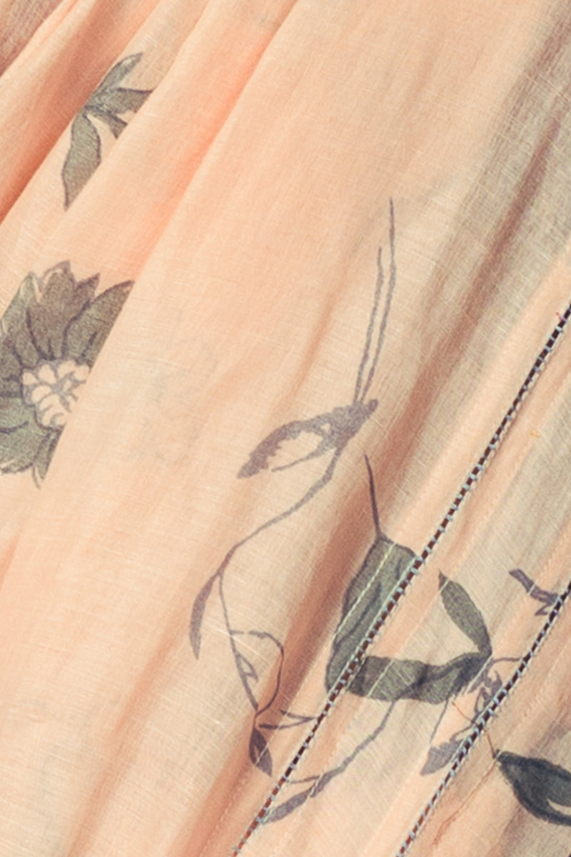 Pale Peach Linen Handloom Saree