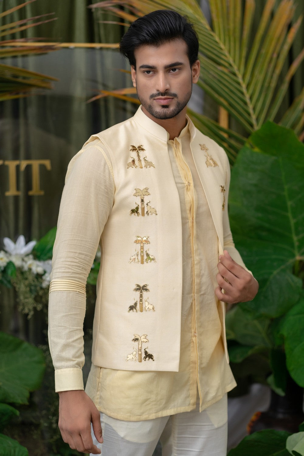 cream kurta for men