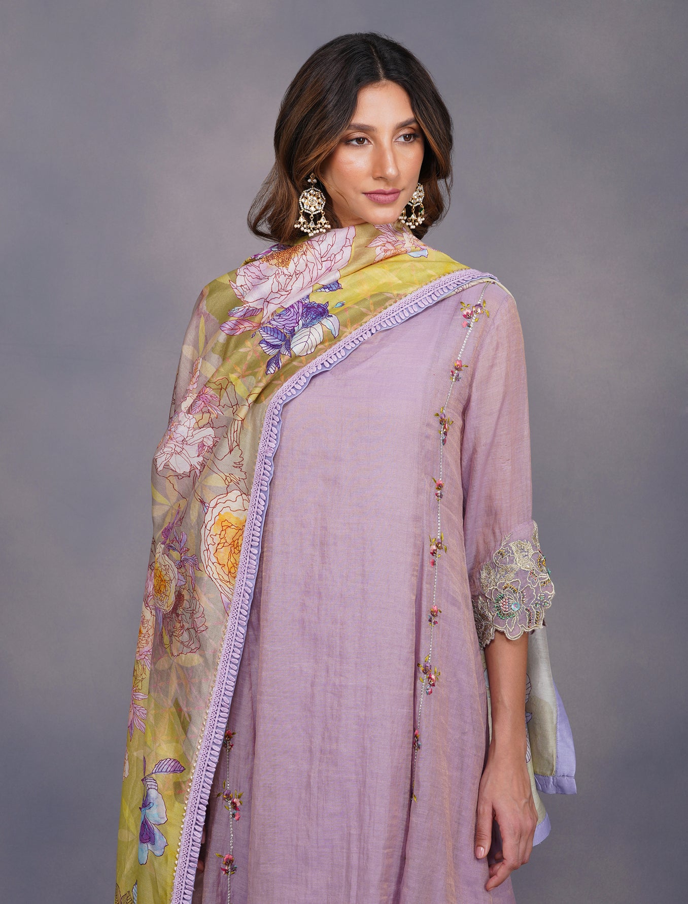 FLOWER SUIT WITH BIG PRINT DUPATTA