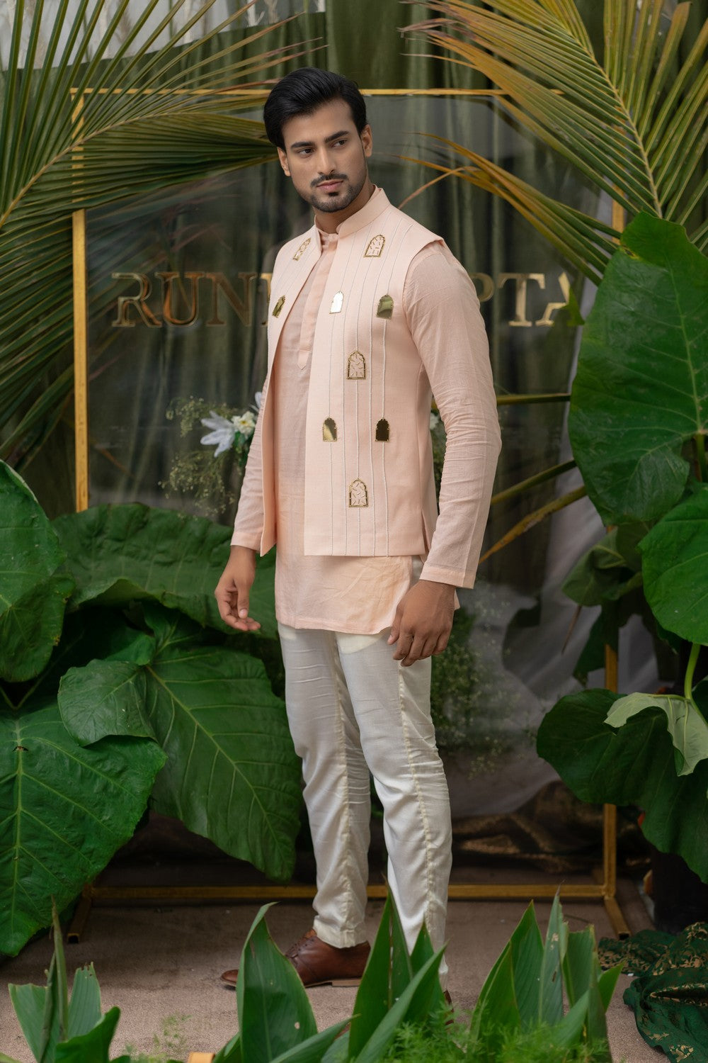 light pink kurta for men