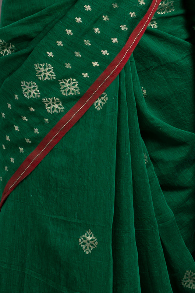 Green Jamdani Khadi Handloom Saree