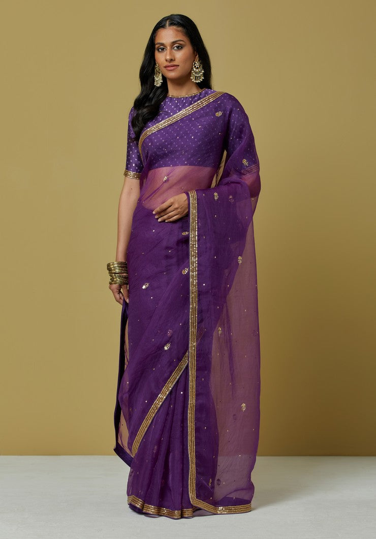 Purple Saree Set