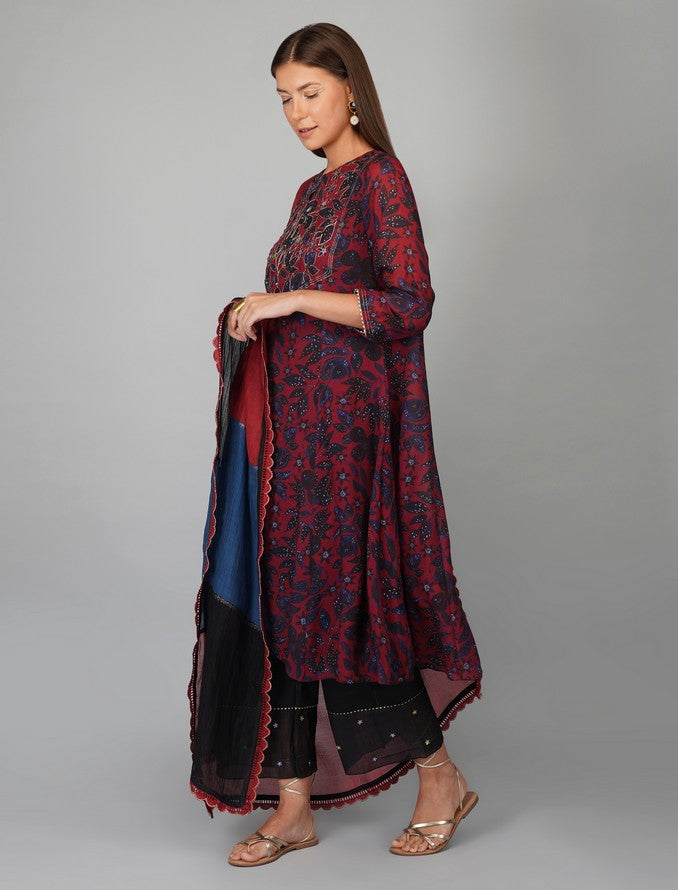 FLOWER PRINT ALINE KURTA SET