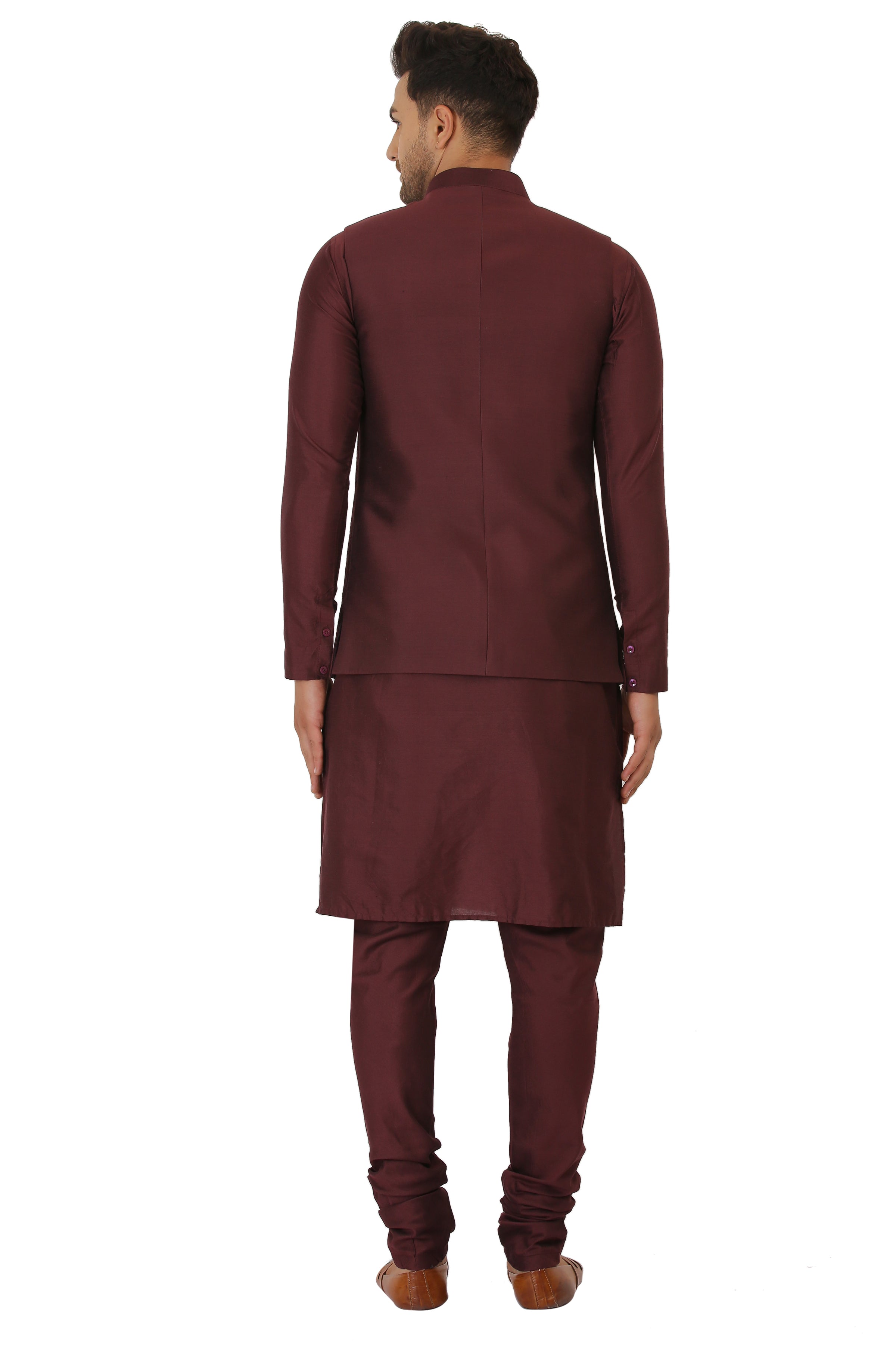 Wine Nehru Jacket Set