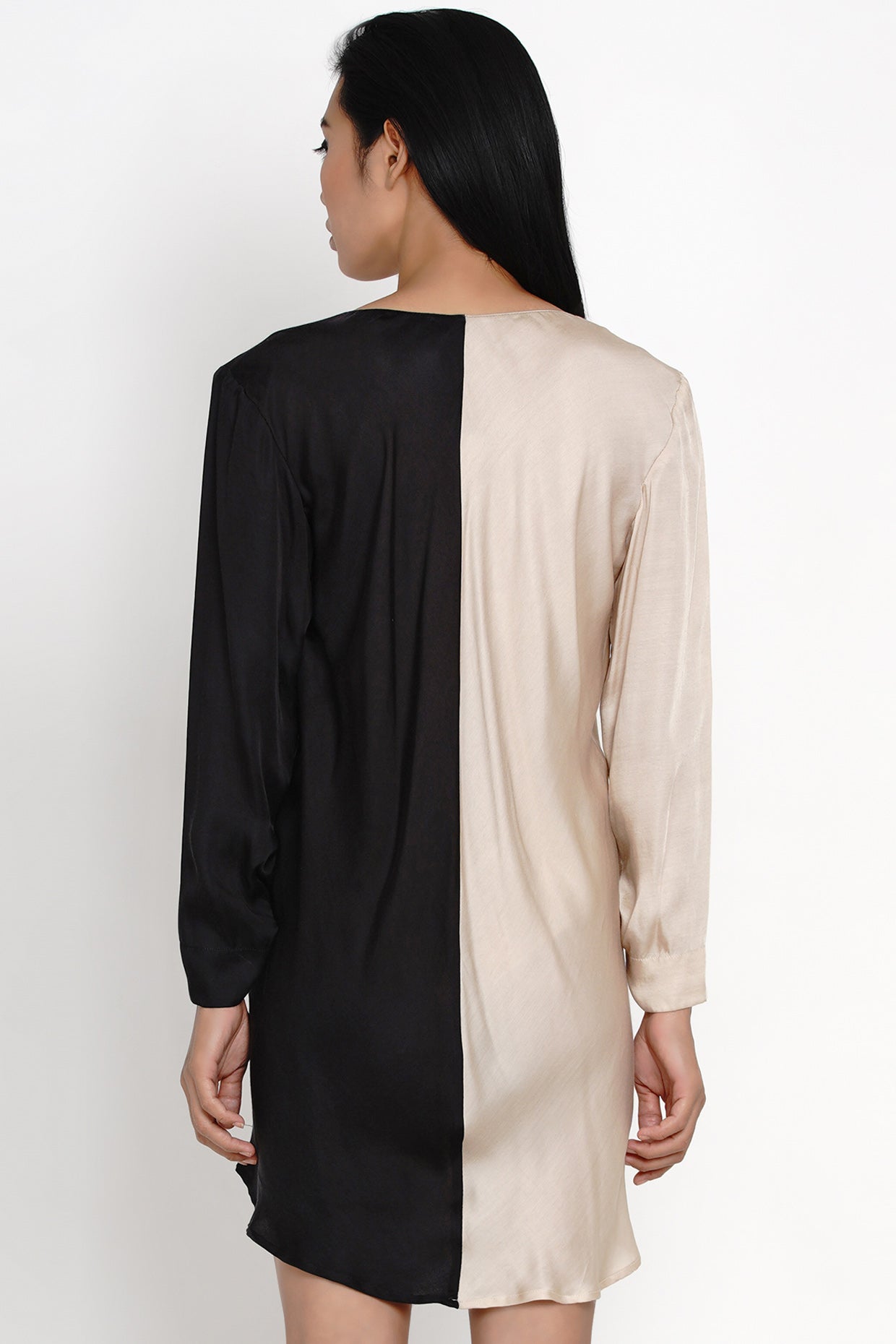 TWO-TOO DRESS BEIGE I BLACK