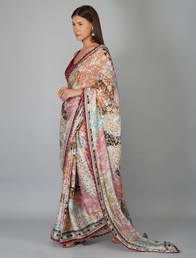 MELANGE PRINT KORA SAREE